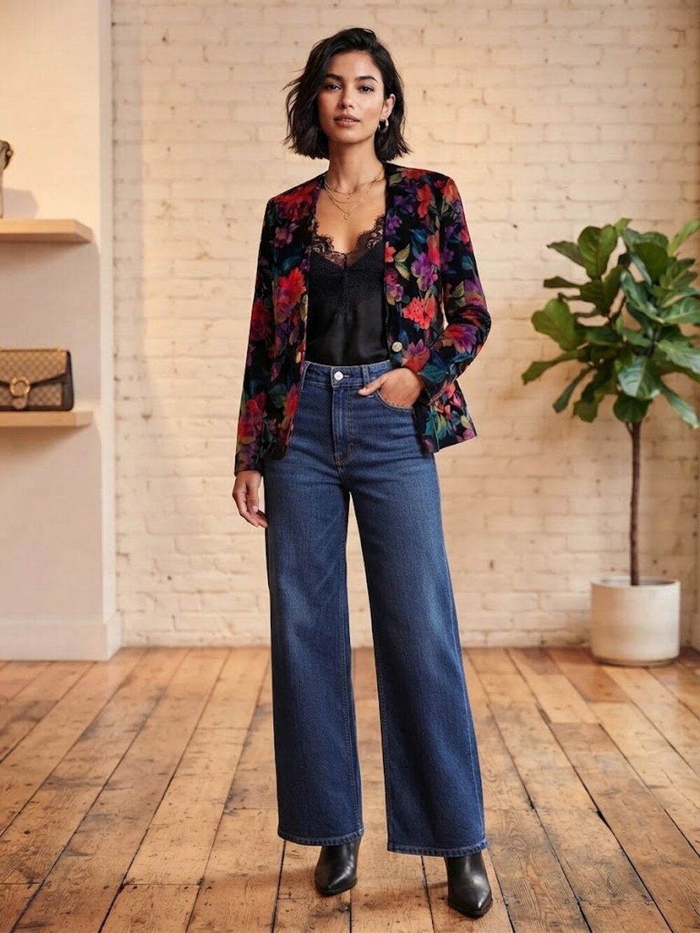 Vintage Floral Velvet Blazer